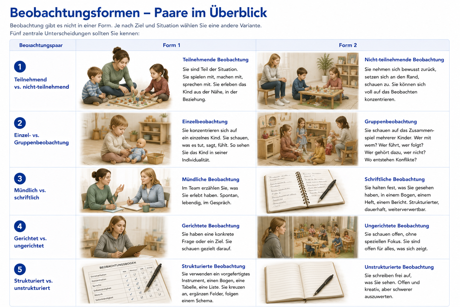 Beobachtungsformen Infographik